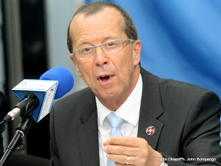 Martin Köbler, représentant spécial du secrétaire général de l’Onu pour la RDC le 28/08/2013 à Kinshasa, lors de la conférence de l’Onu. Radio Okapi/Ph. John Bompengo