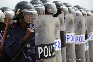 Entrainement de la police à Kisangani, décembre 2010.